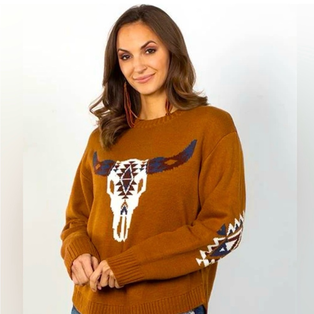 Tribal Bull Skull Sweater